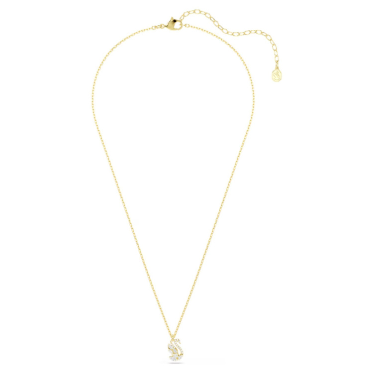Swan pendant Mixed cuts, Swan, White, 18K gold finish